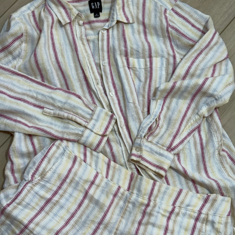 Gap Striped Linen Button Lounge Set - image 4
